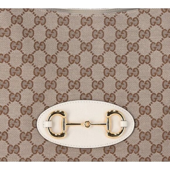 Gucci Beige Monogram Canvas & Leather Horsebit Shoulder Tote Bag - Picture 3 of 13